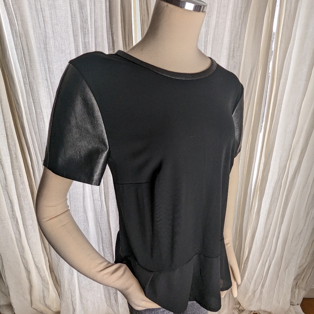 Leather trim T-Shirt